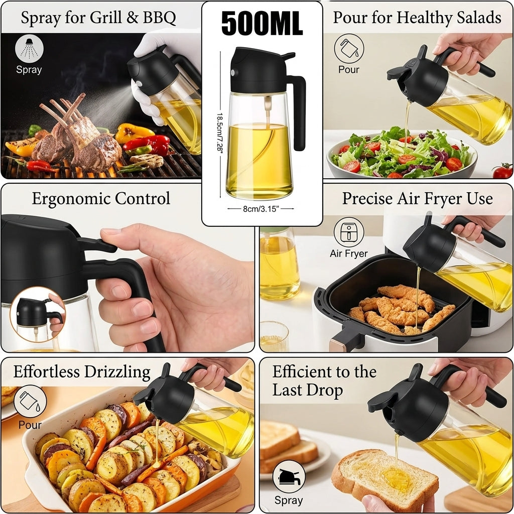 2in1 Oil Sprayer and Dispenser | Premium 2in1 Oil Sprayer for Healthy Cooking