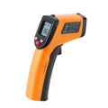 Digital infrared thermometer with LCD screen and trigger, designed for precise temperature readings in cooking and BBQ.