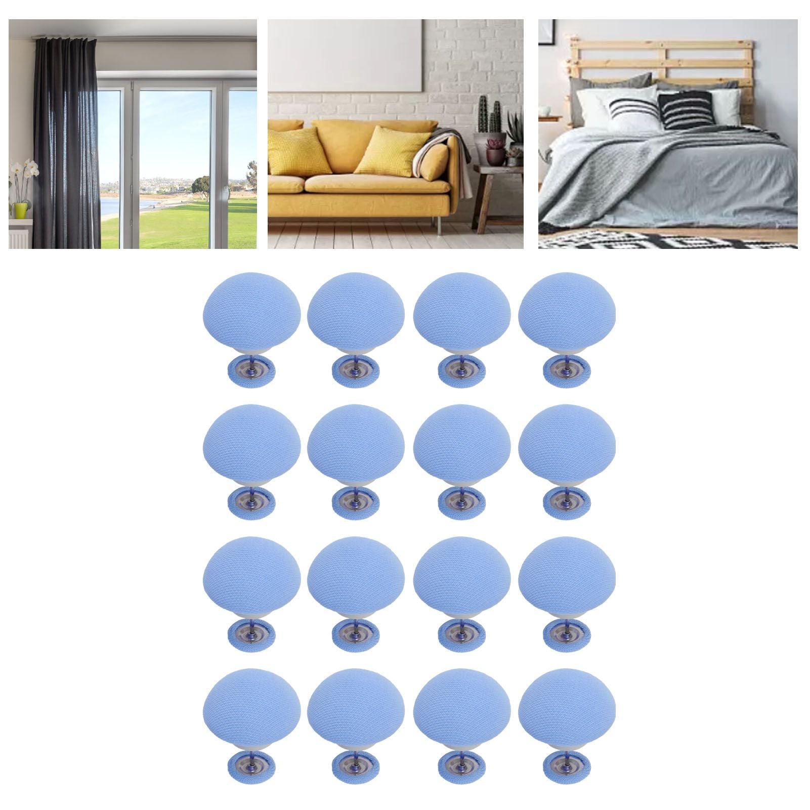16 blue Donna cover fixing clips arranged in a grid, ideal for securing quilts, cushions, and more.