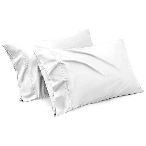 White standard size pillowcases with an elegant envelope-style closure, showcasing a smooth, wrinkle-free surface.