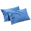Two smooth, ocean blue pillowcases with an envelope-style closure, designed for standard pillows.