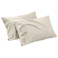 Cream-colored pillowcases with an envelope-style design, fitting standard pillow sizes.